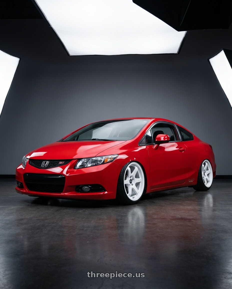 2015 Honda Civic Si with ESR Wheels APEX SERIES AP6 5x114.3 18x9.5 +35 Gloss White wheels