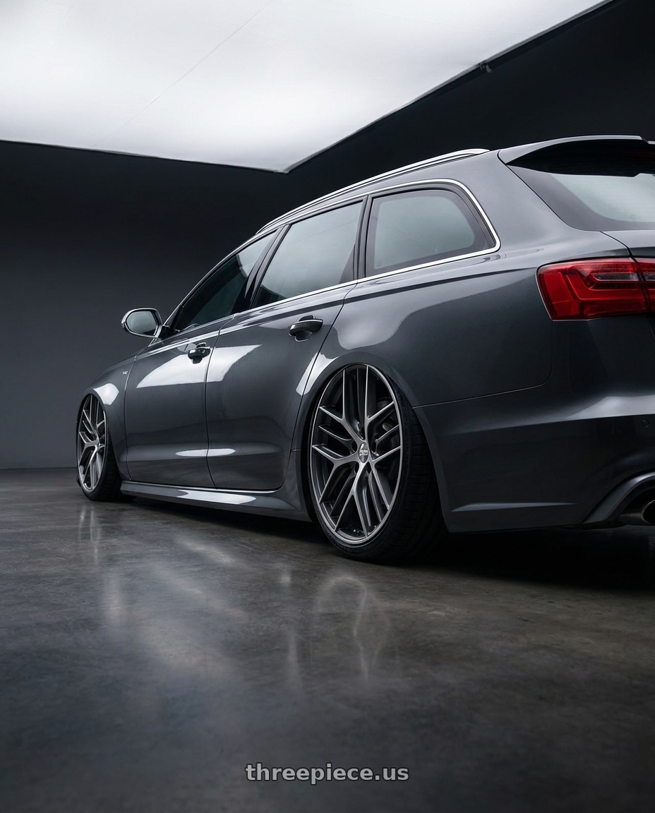 2016 Audi S6 C7 with BBS CC-R 5x112 20x9.0+25 Graphite w/ Diamond Cut Face wheels rear three quarter view slight stretch tires