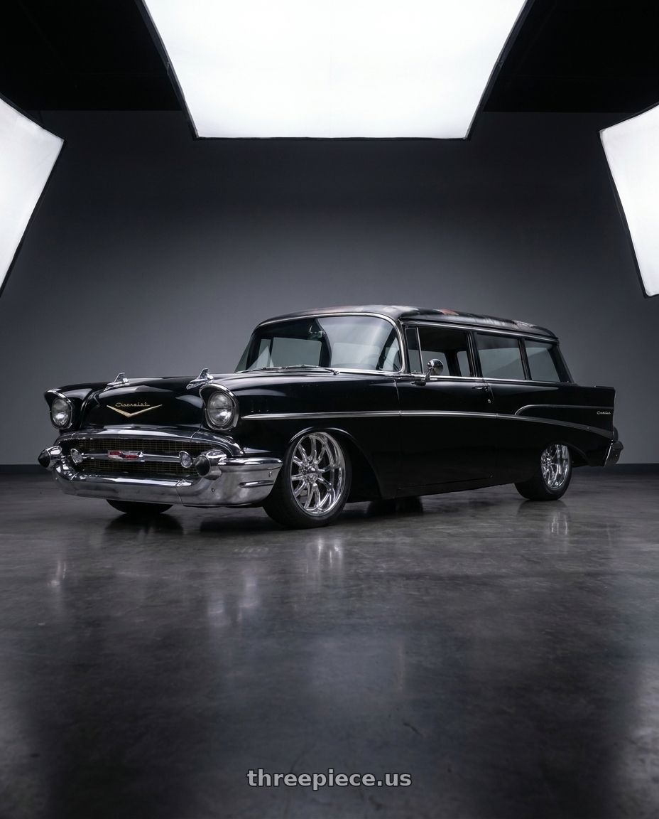 1957 chevrolet handyman with Ridler Type 650 5x120.65 18x8+0 Chrome wheels