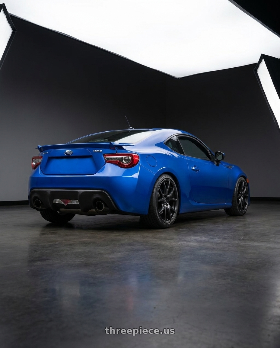 2017 Subaru BRZ with Ssr Gtv03 5x100 17x7+50  FLAT BLACK wheels rear three quarter view square tires