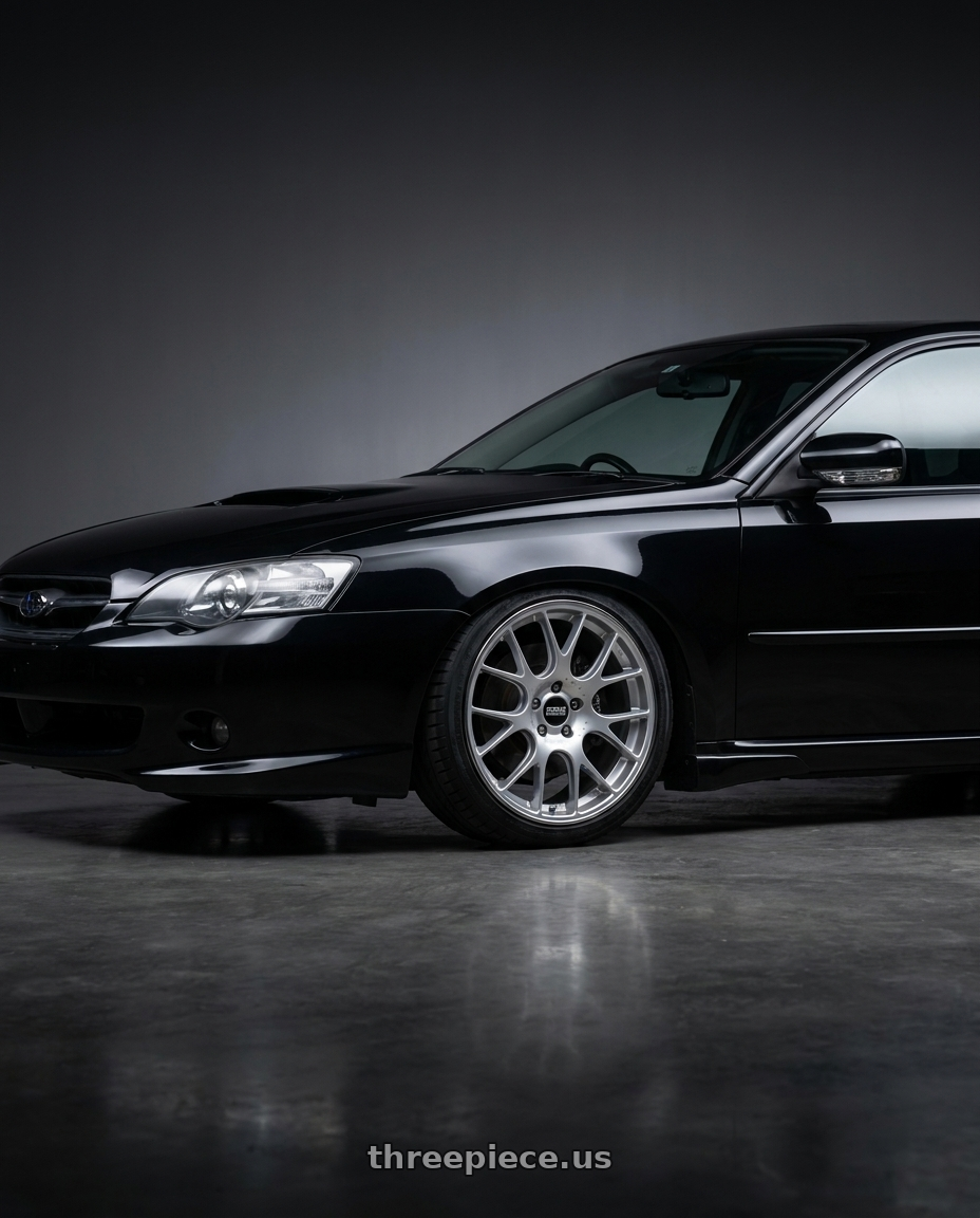 2003 Subaru legacy b4 obsidian with BBS CH-R 5x130 19x8.5 +51 Brilliant Silver Polished Rim Protector wheels