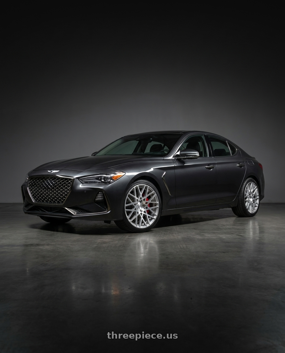2019 genesis g70 with Rotiform 1PC R110 BLQ 5X114.3 19X8.5 +38 GLOSS SILVER MACHINED wheels