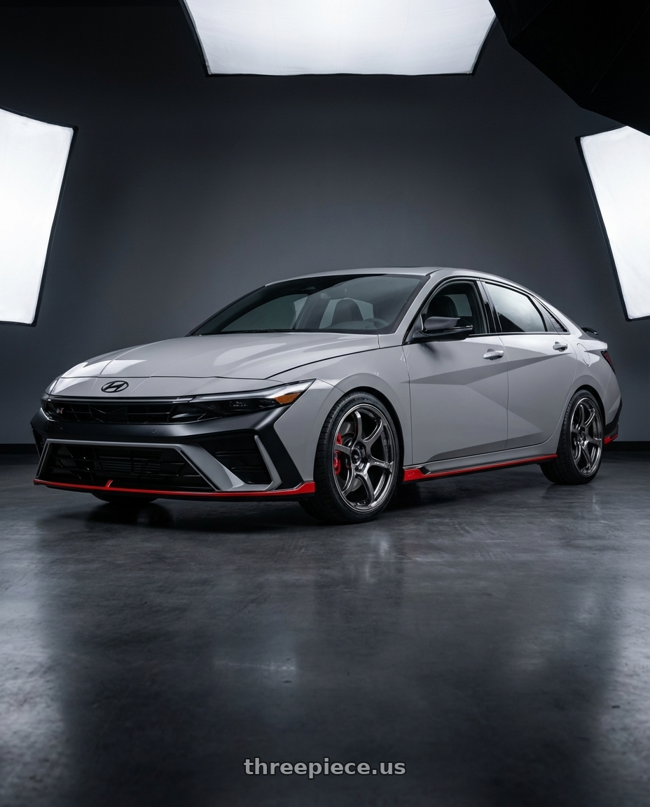 2024 Elantra N Facelift Cyber Grey with Advan Racing RG-4 5x114.3 18x8.5 +44 RACING HYPER BLACK & RING wheels