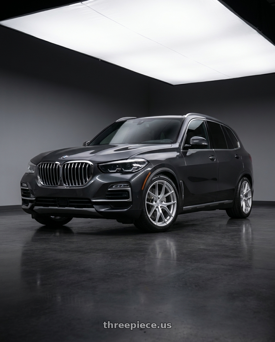 2020 BMW X5 Xdrive40i with Aodhan AFF7 5x112 18x8.5+35 Gloss Silver Machined Face wheels