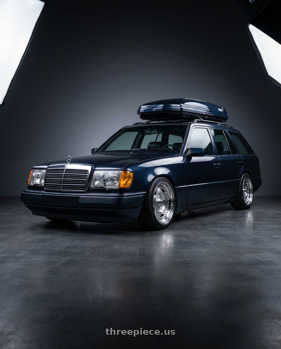 1994 mercedes 300TE midnight blue with Center Line Convo Pro 2.0 5X120.65 15x4 -6 Polished wheels