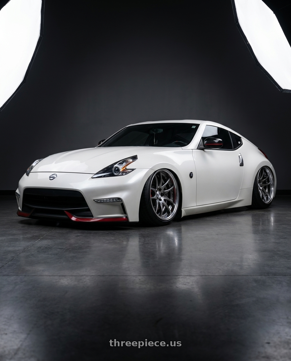 2018 Nissan 370z with Work Cr 2P 5x114.3 19x9.5 +18 GT Silver wheels