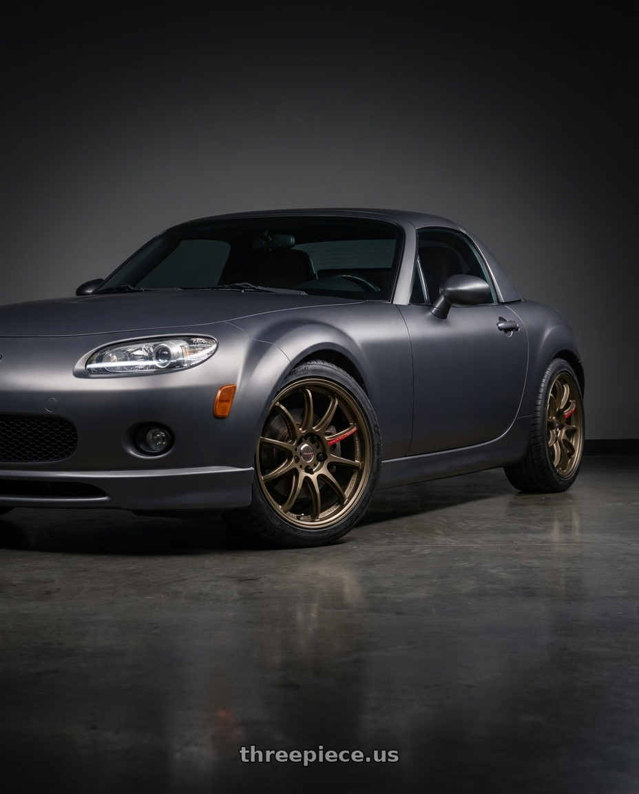 2007 Mazda Miata MX-5 with Work Zr10 2P 5x114.3 19x8.0 +45 Matte Bronze wheels