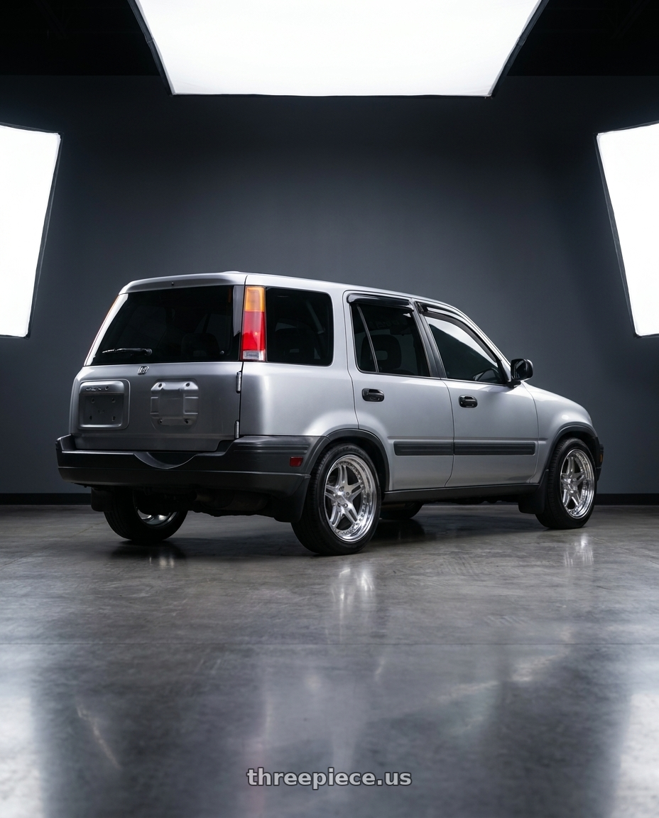 2000 Honda crv with CCW SA52 5x114.3 16x7.5 +45 Polished wheels rear three quarter view slight stretch tires