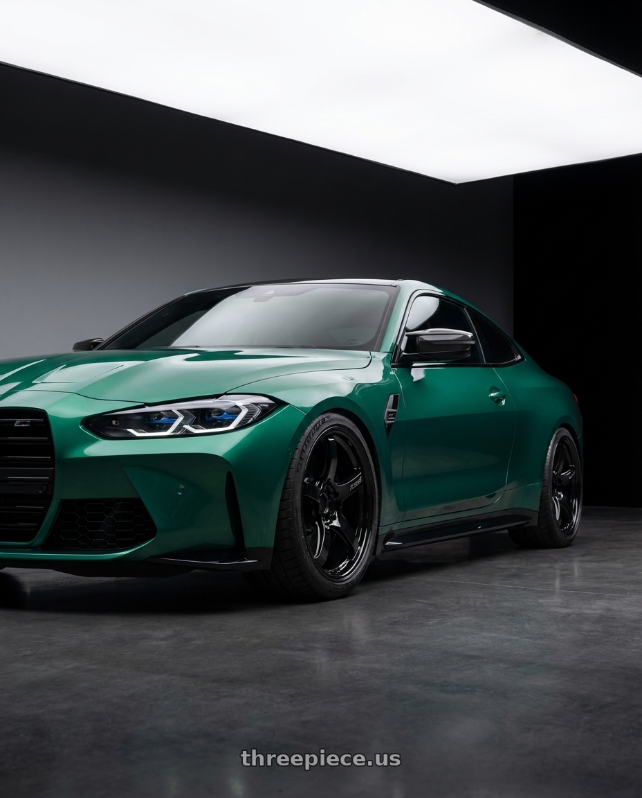 2024 BMW M4 G82 with Gram Lights 57CR 5x112 19x10.5+35 Glossy Black wheels