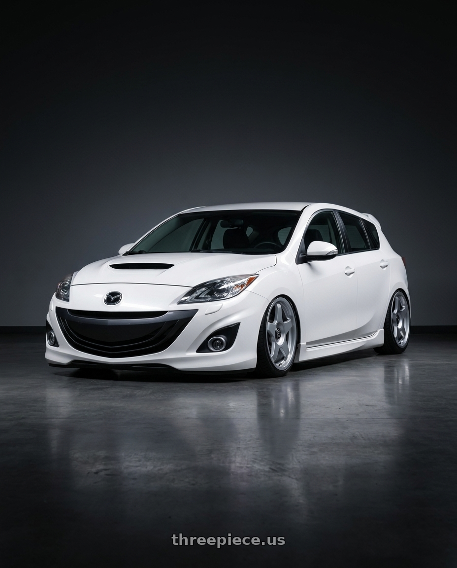 2012 Mazda Mazdaspeed3 with fifteen52 CHICANE 5x114.3 / 5x100 18x8.5 +35 SPEED SILVER (GLOSS SILVER) wheels