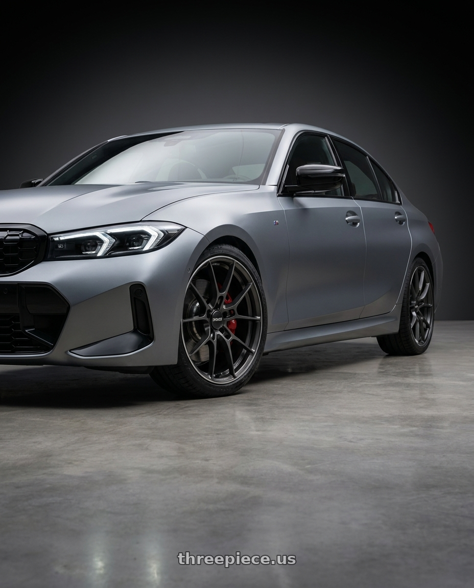 2023 BMW M340i with Volk Racing G025 5x112 20x8.5+36 Matte Gunblack / Rim Edge DC wheels