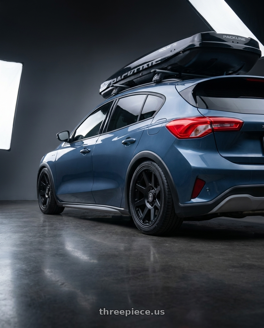 2023 FORD FOCUS ACTIVE with Icon Alloys REBOUND PRO 5x114.3 17x8.5+0 Satin Black wheels rear three quarter view slight stretch tires