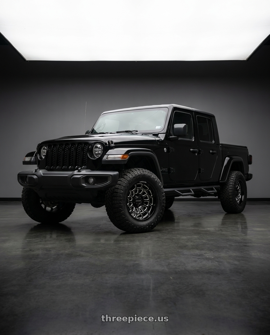 2021 jeep gladiator with Raceline 955M Warp 5x127 20x10 -19 Satin Black and Milled wheels