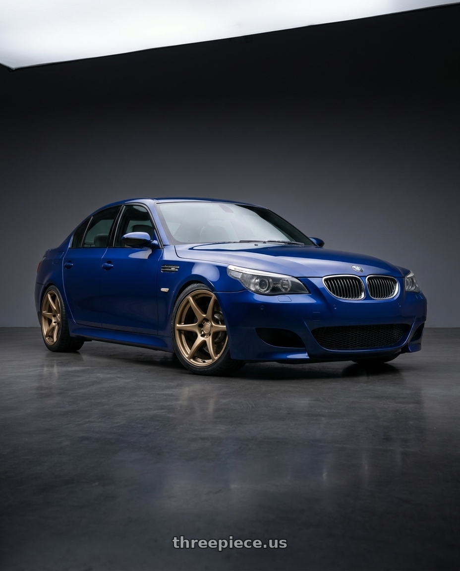2010 BMW M5 E60 with Kansei K11B Tandem 5X120 19x10.5 22 Bronze wheels