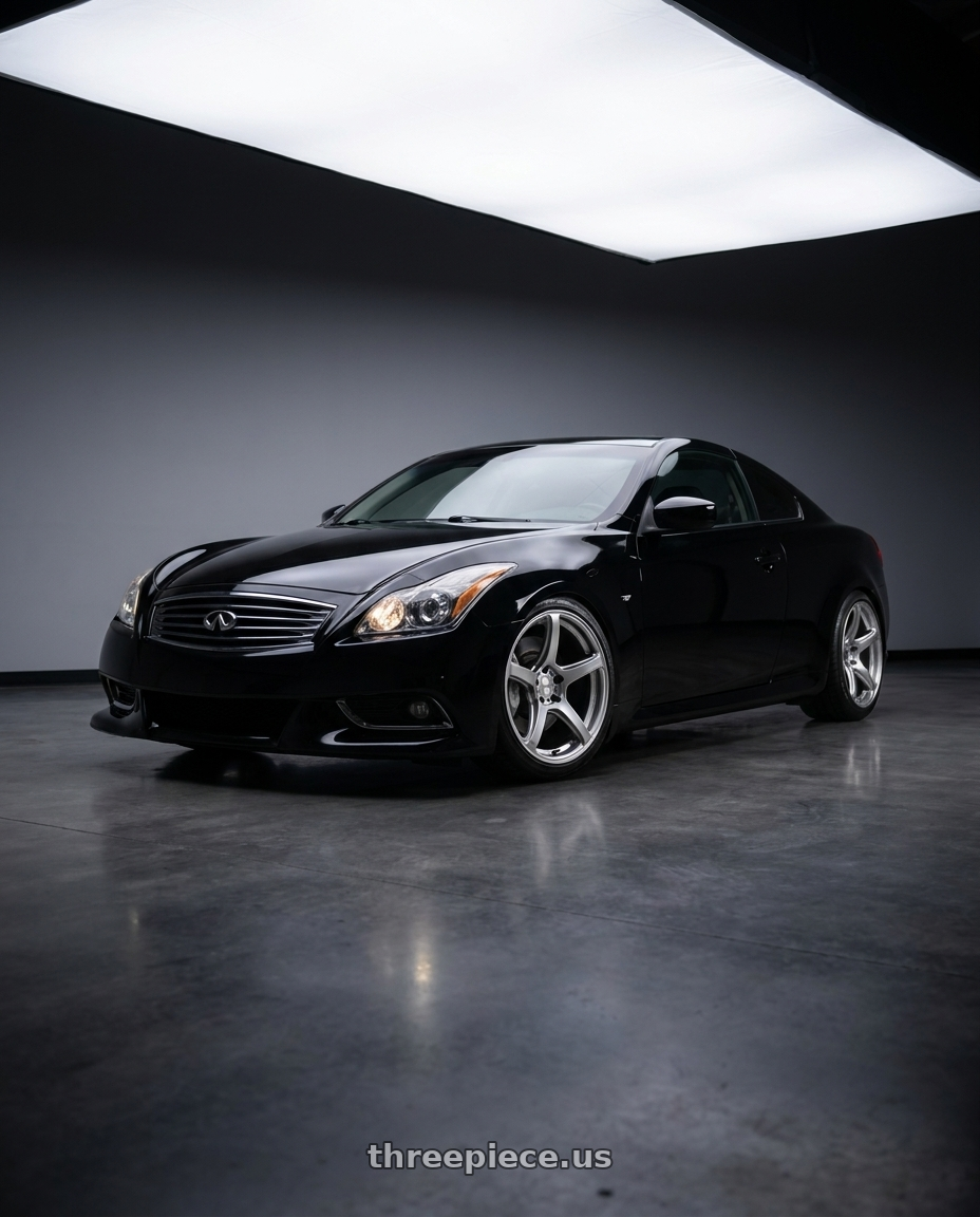 2014 Infiniti q60 with Work Emotion T5r 5x114.3 19x9.5 +25 Glow Silver wheels