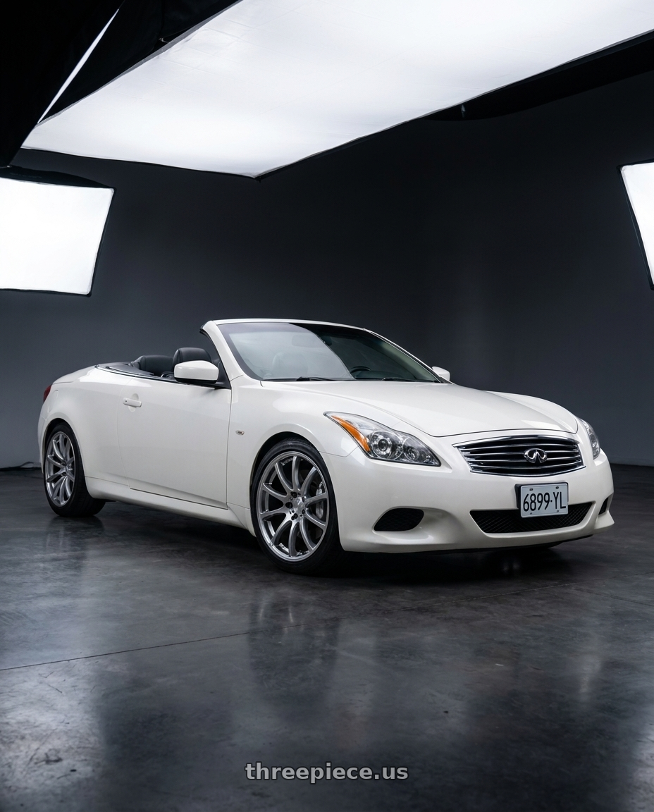 2009 G37 convertible with Work Emotion D9r 5x100 19x8.5 +38 Gt Silver Rim Cut wheels