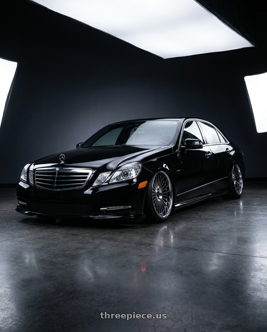 2010 Benz E550 with Work Emitz Black Polish 5x100 19x12.0 +22 wheels