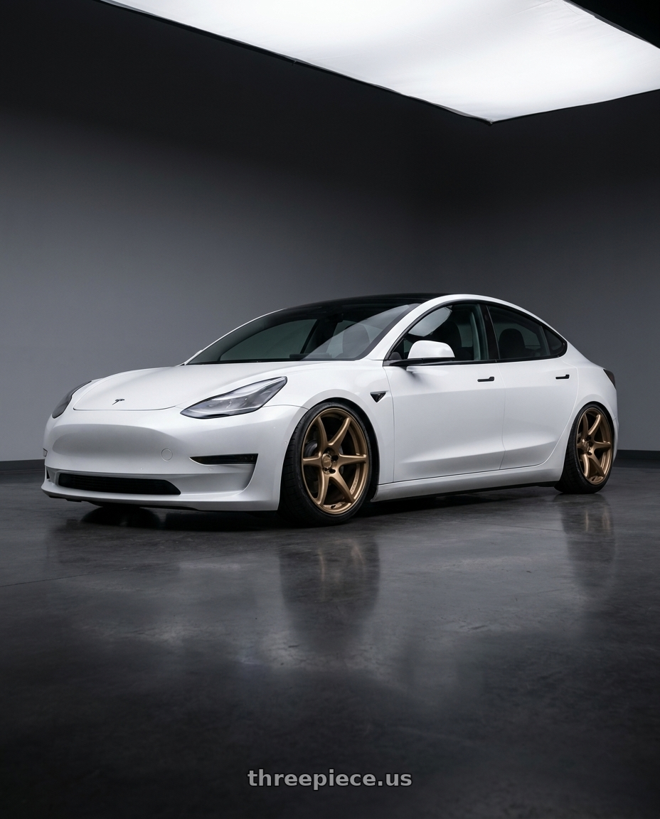 2023 Tesla Model 3 with Kansei K11B Tandem 5x114.3 19x10.5 12 Bronze wheels