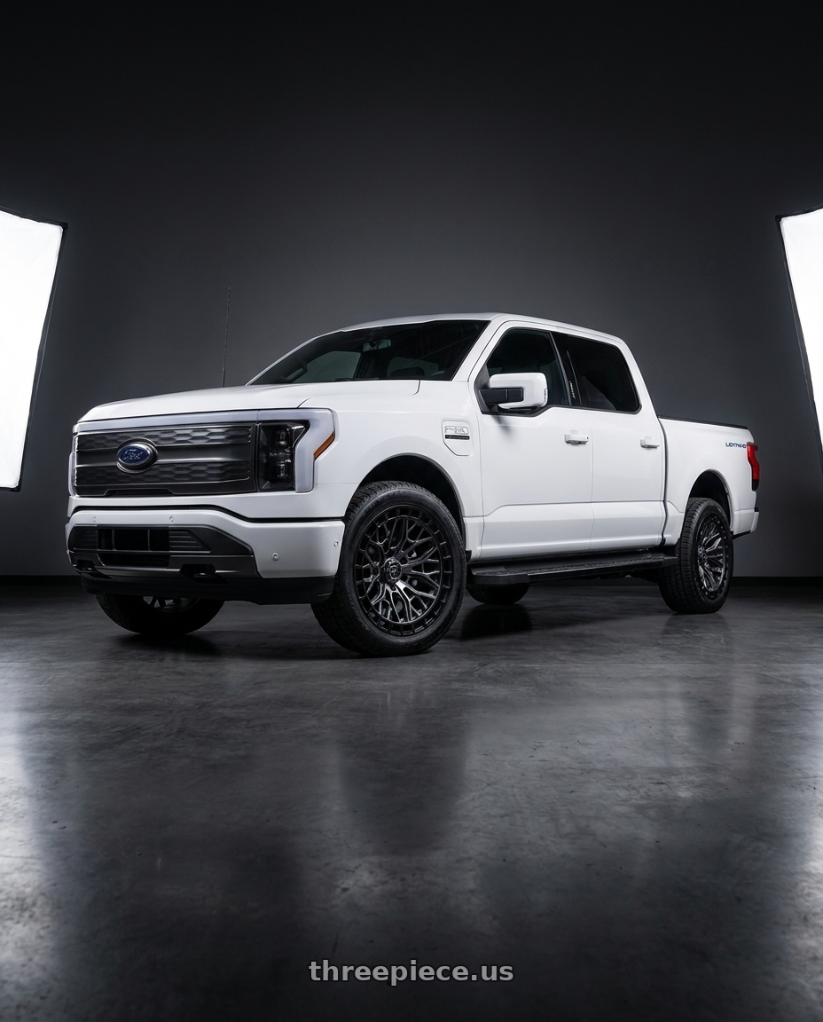 2022 Ford F150 Lightning with Fuel 1PC SIGMA 6x135 22x9.5 +18 Matte Gunmetal W/ M-blk Lip wheels