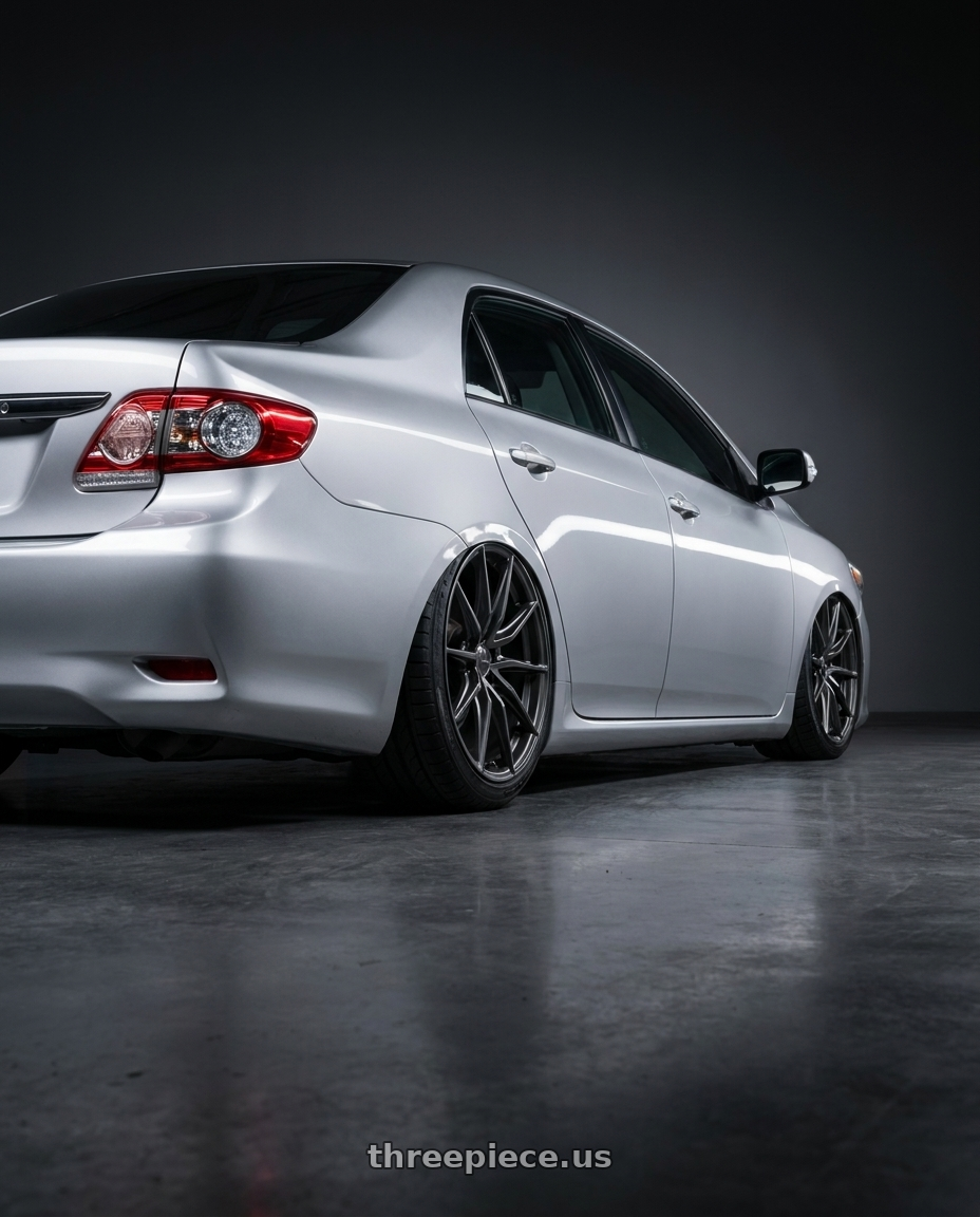 2010 toyota altis with Enkei DRACO 5x114.3 17x7.5+38 Anthracite wheels rear three quarter view square tires