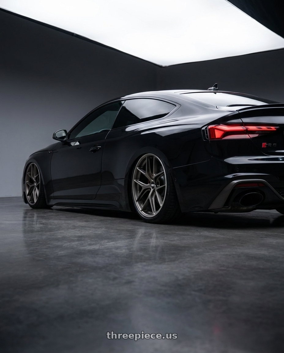 2022 Audi RS5 with BBS CC-R 5x112 20x9.5+20 Satin Platinum wheels rear three quarter view slight stretch tires