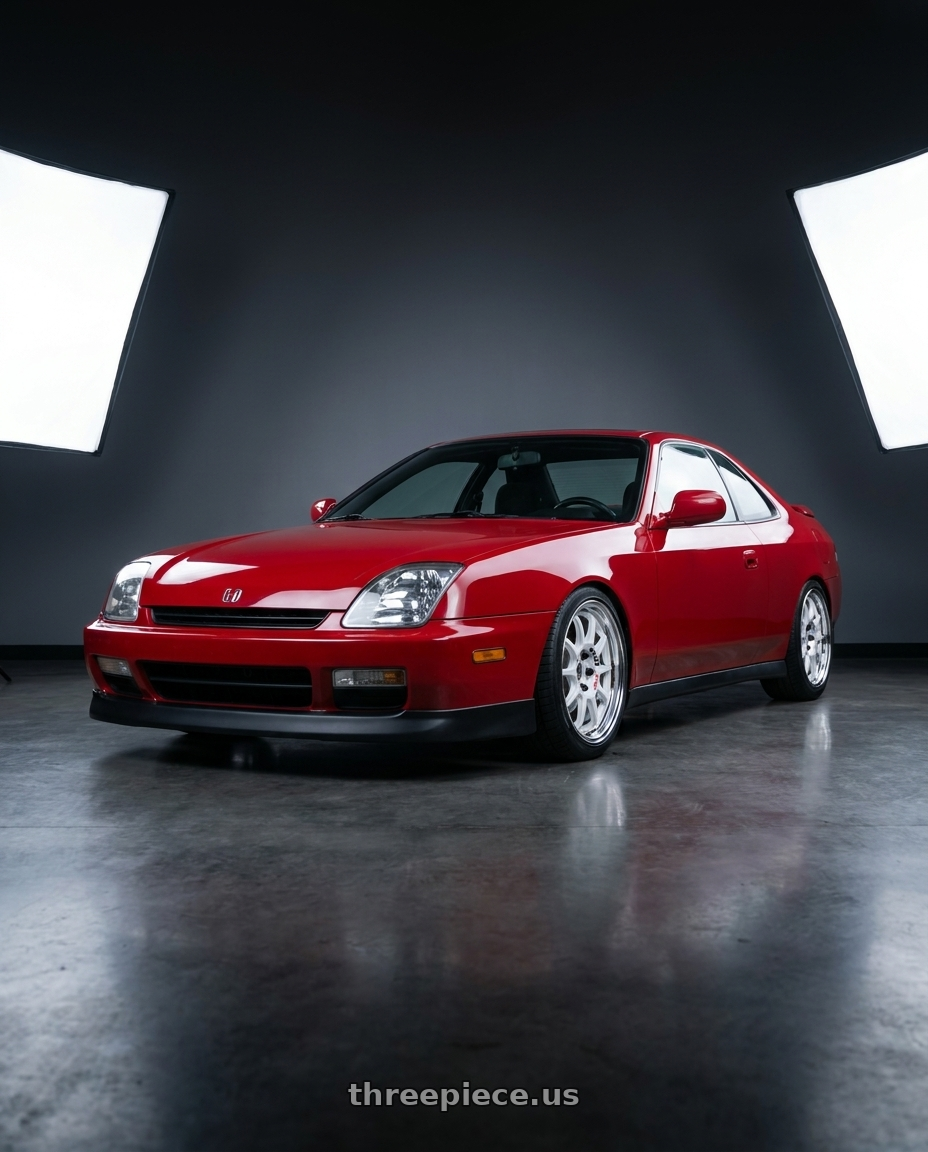 1997 Honda Prelude Base-Milano Red with Work Emotion Rs11 2p 5x114.3 17x7 45 white wheels