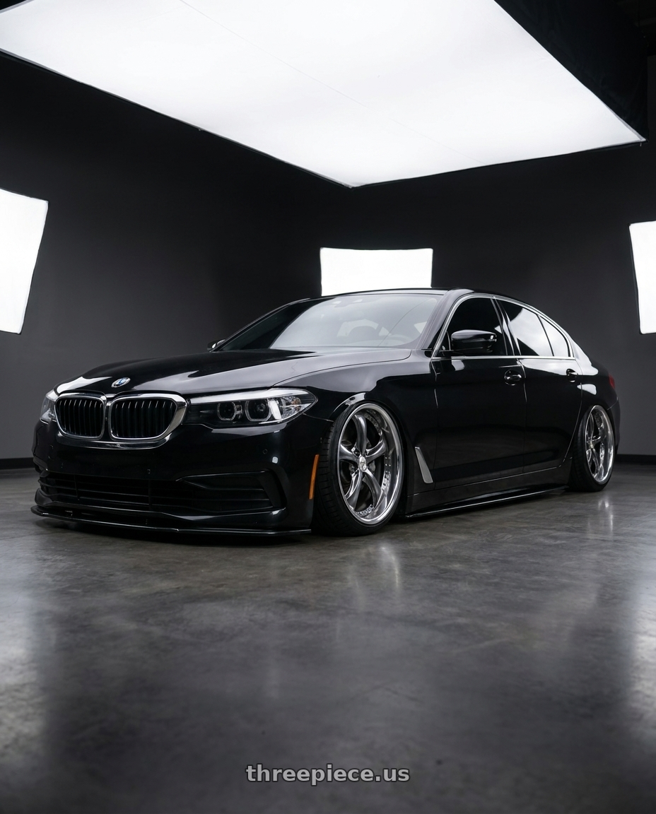 2017 BMW 540i Base with Work Wheels VS-KF 5x112 19x9.5+39 Brilliant Silver Black R Disk FULL REVERSE wheels