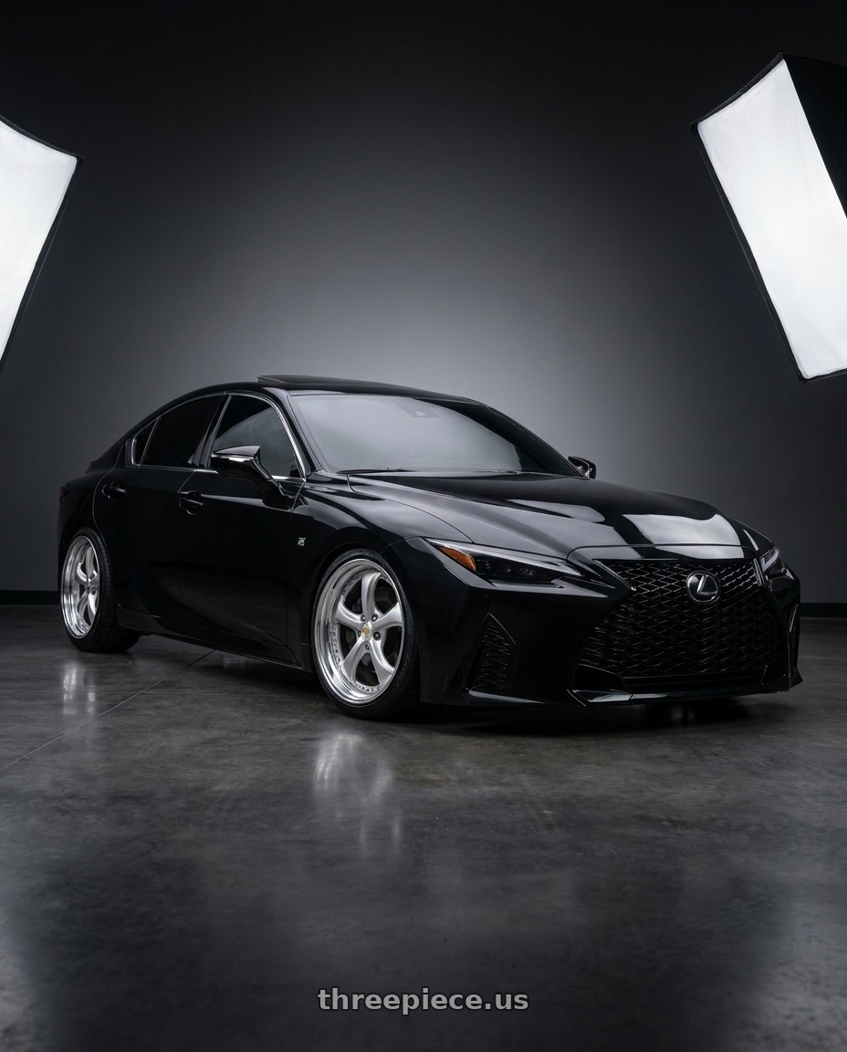 2023 Lexus IS 350 F with Work Wheels VS-KF 5x114.3 20x8.5+40 Light Grey Silver O Disk STEP RIM wheels