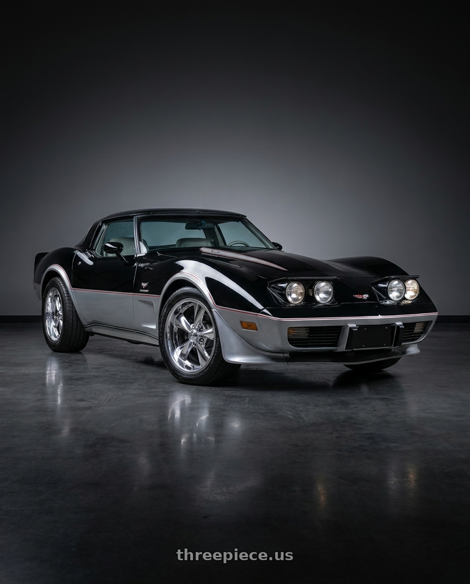 1978 chevy Corvette with Boyd Coddington BC1P Junkyard Dog 5x120.65 15x7 +6 High Polish wheels