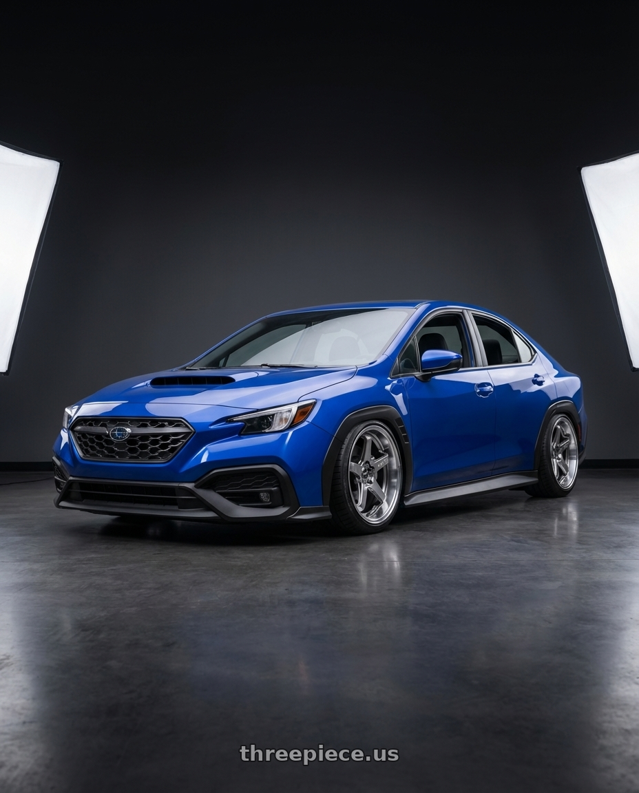 2023 Subaru WRX with F1R FC5 5x100 18x9.5 +35 Hyper Black/Polish Lip wheels