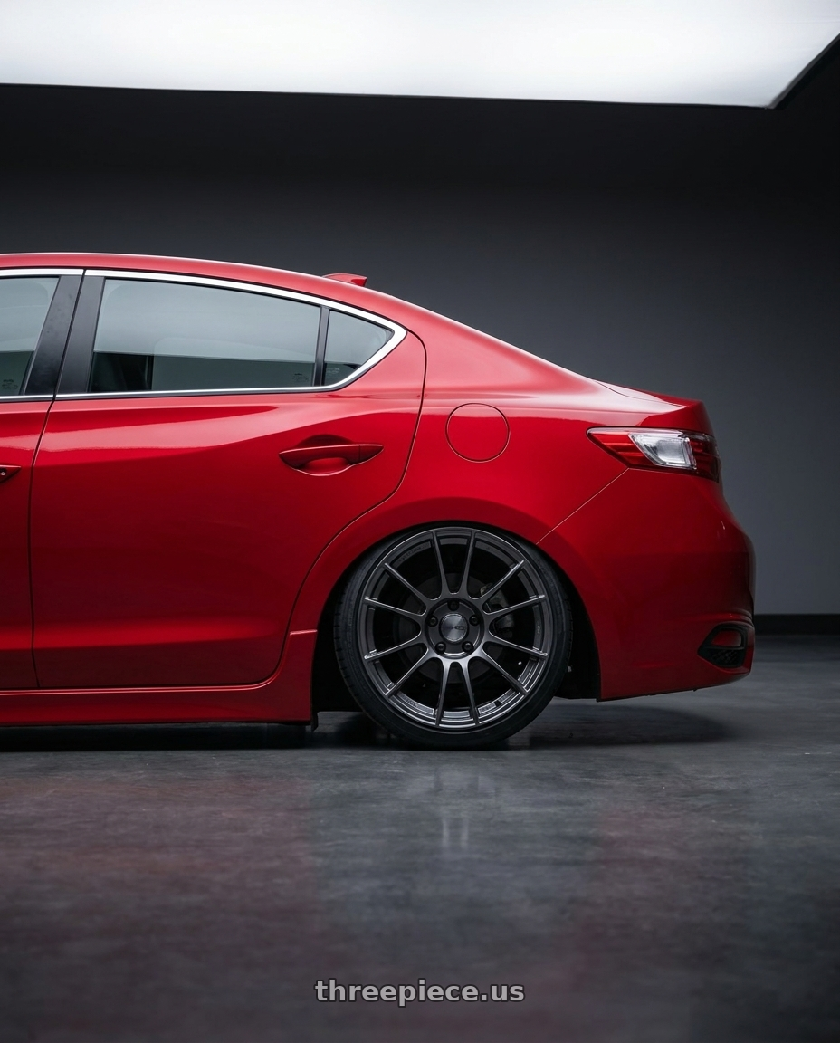2012 Acura ILX with Ssr Gtx04 5x114.3 17x8+45  DARK GUNMETAL wheels rear three quarter view slight stretch tires