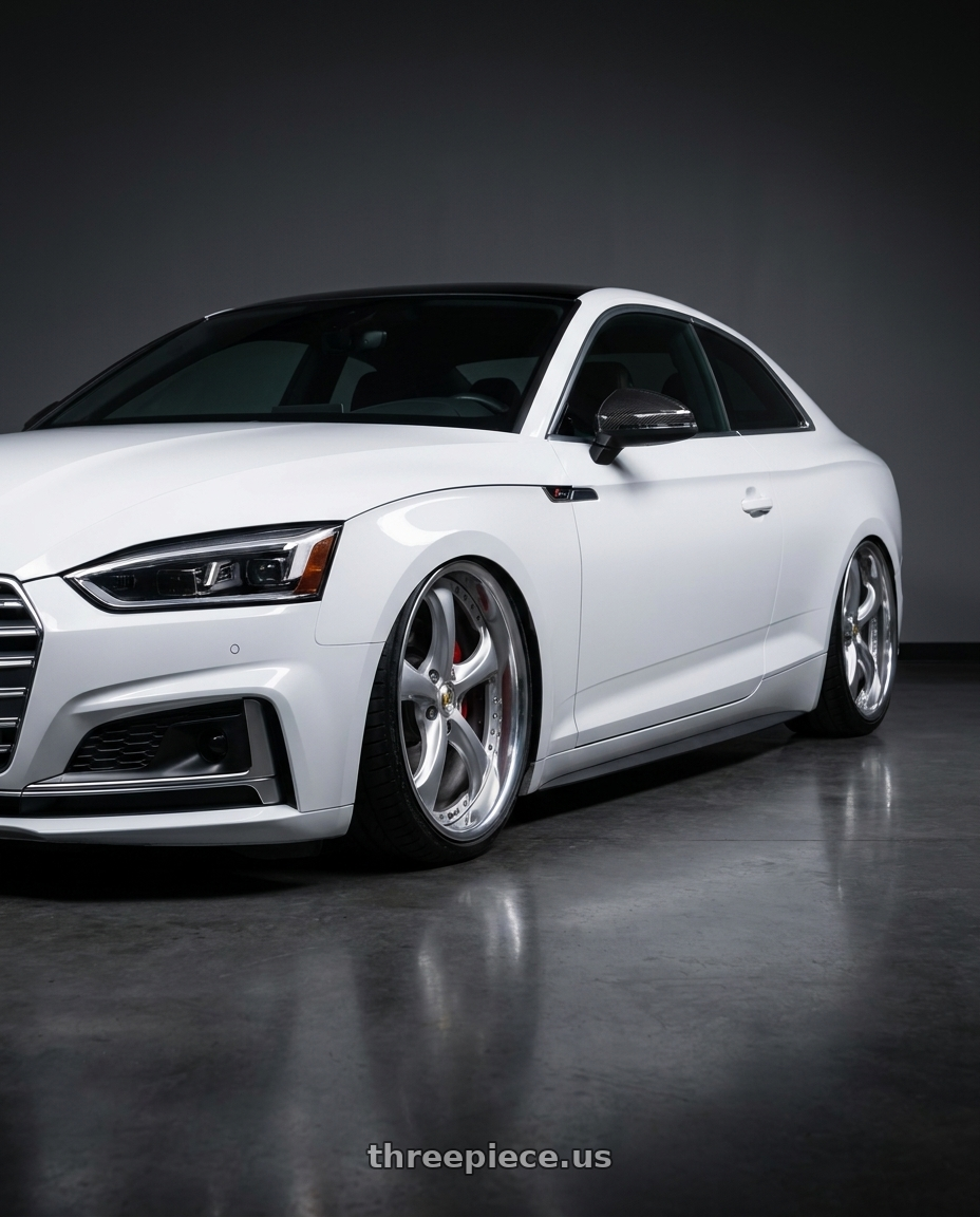 2018 audi s5 white with Work Wheels VS-KF 5x112 18x9+20 Light Grey Silver R Disk FULL REVERSE wheels