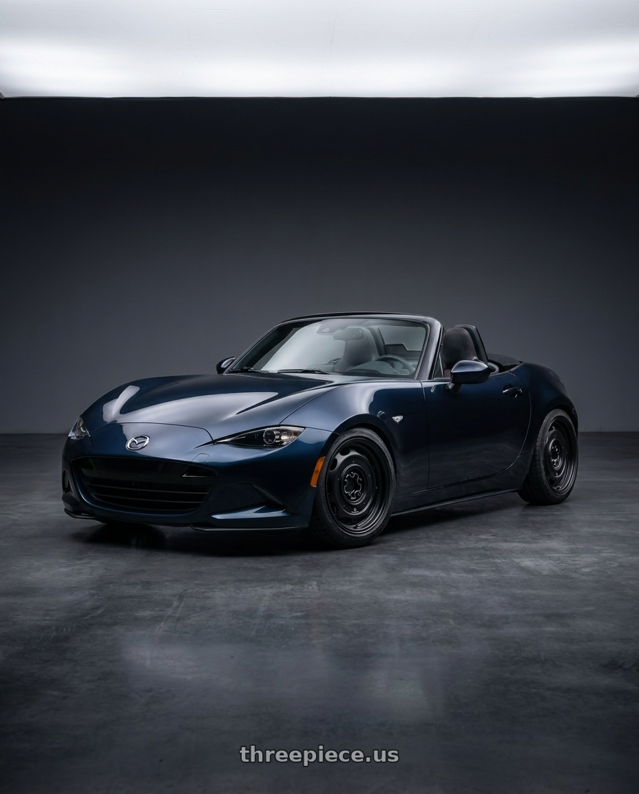 2021 Mazda Mx5 with Mobelwagen MW512B Interceptor 5X112 16x7.5 23 Black wheels