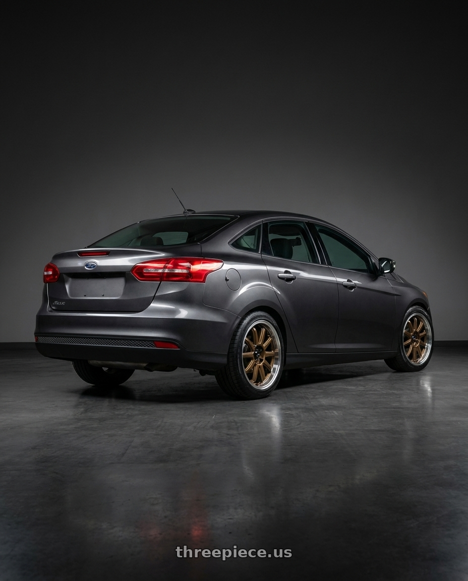 2016 ford focus with Vors SP2 5x108 17x8 +35 Bronze wheels rear three quarter view square tires