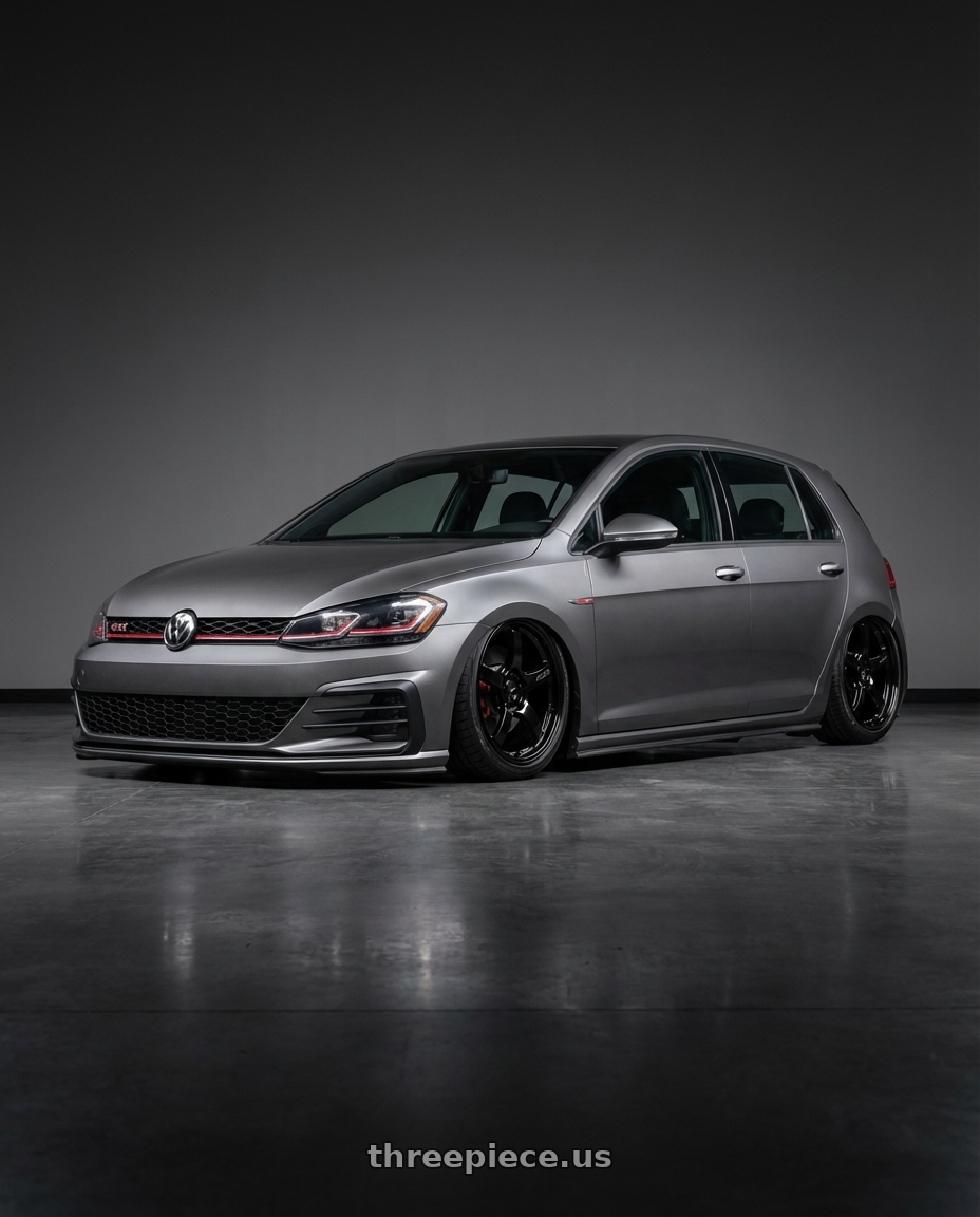 2019 Volkswagen GTI MK7 with Gram Lights 57CR 5x112 19x10.5+35 Glossy Black wheels