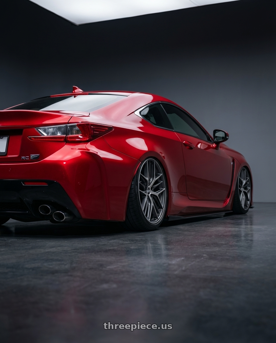 2018 Lexus RC F with BBS CC-R 5x114.3 19x8.5+30 Graphite w/ Diamond Cut Face wheels rear three quarter view slight stretch tires