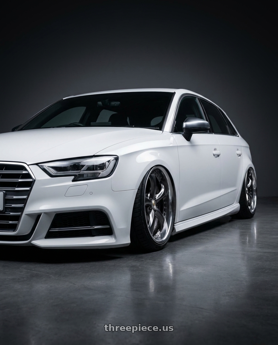 2016 Audi s3 with Work Wheels VS-KF 5X114.3 19x9.5+21 Brilliant Silver Black A Disk FULL REVERSE wheels