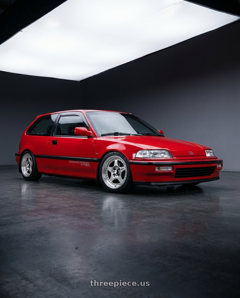1989 Honda Civic Hatch with Work Meister Cr01 4x100 15x7+35 A Disk Bright Buff Finish wheels