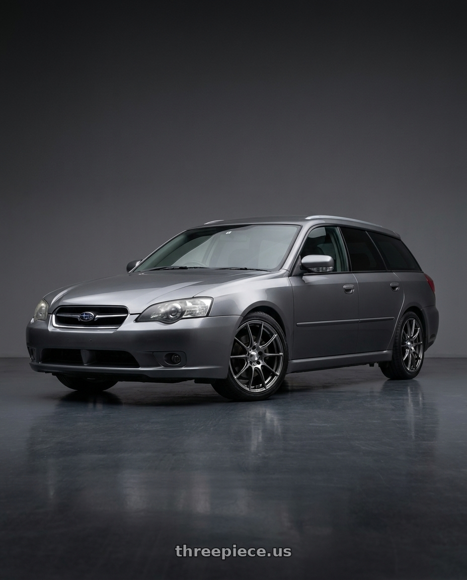 2009 Subaru Legacy 2 5i with WedsSport SA-25R 5x100 17x7.0+48 Platinum Silver Black wheels