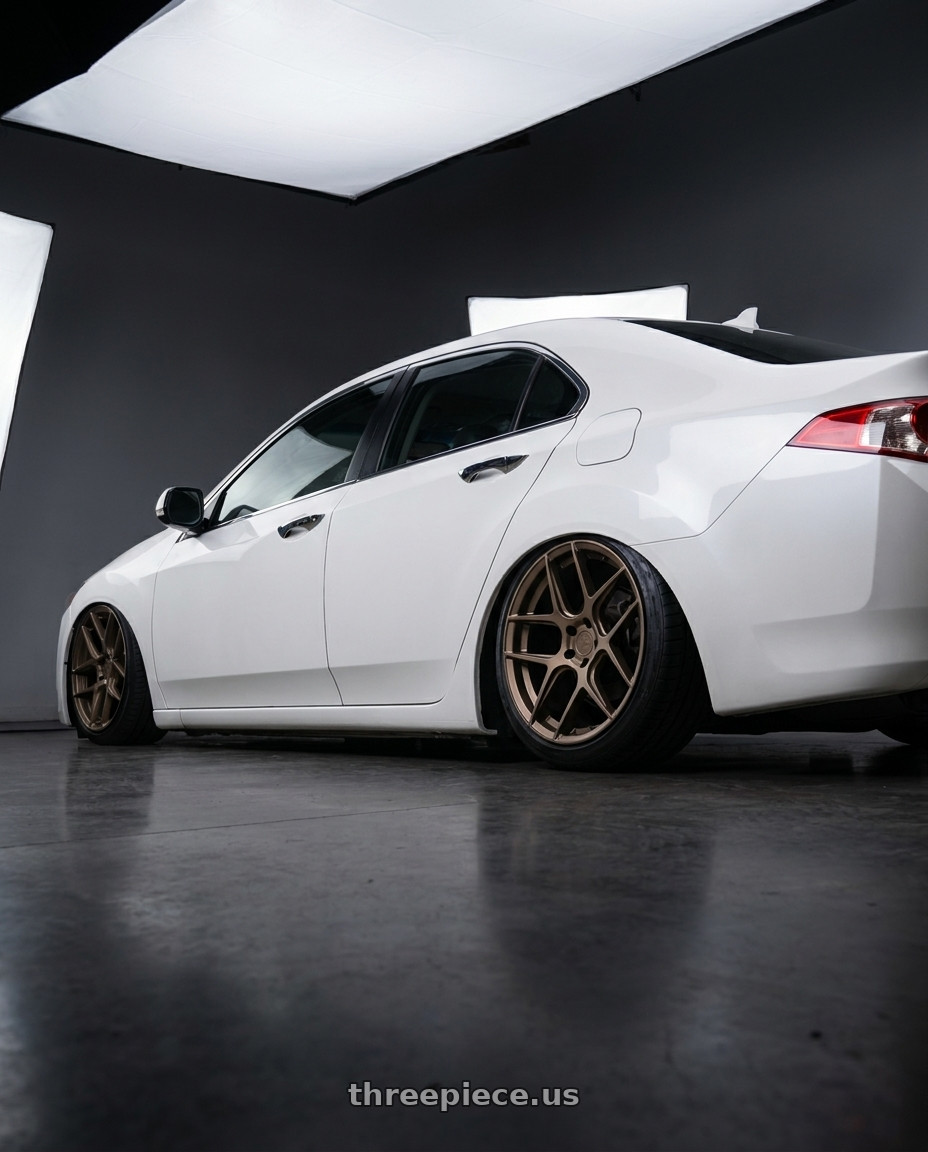 2013 Acura TSX with Aodhan AFF2 5x114.3 19x8.5+35 Matte Bronze wheels rear three quarter view slight stretch tires