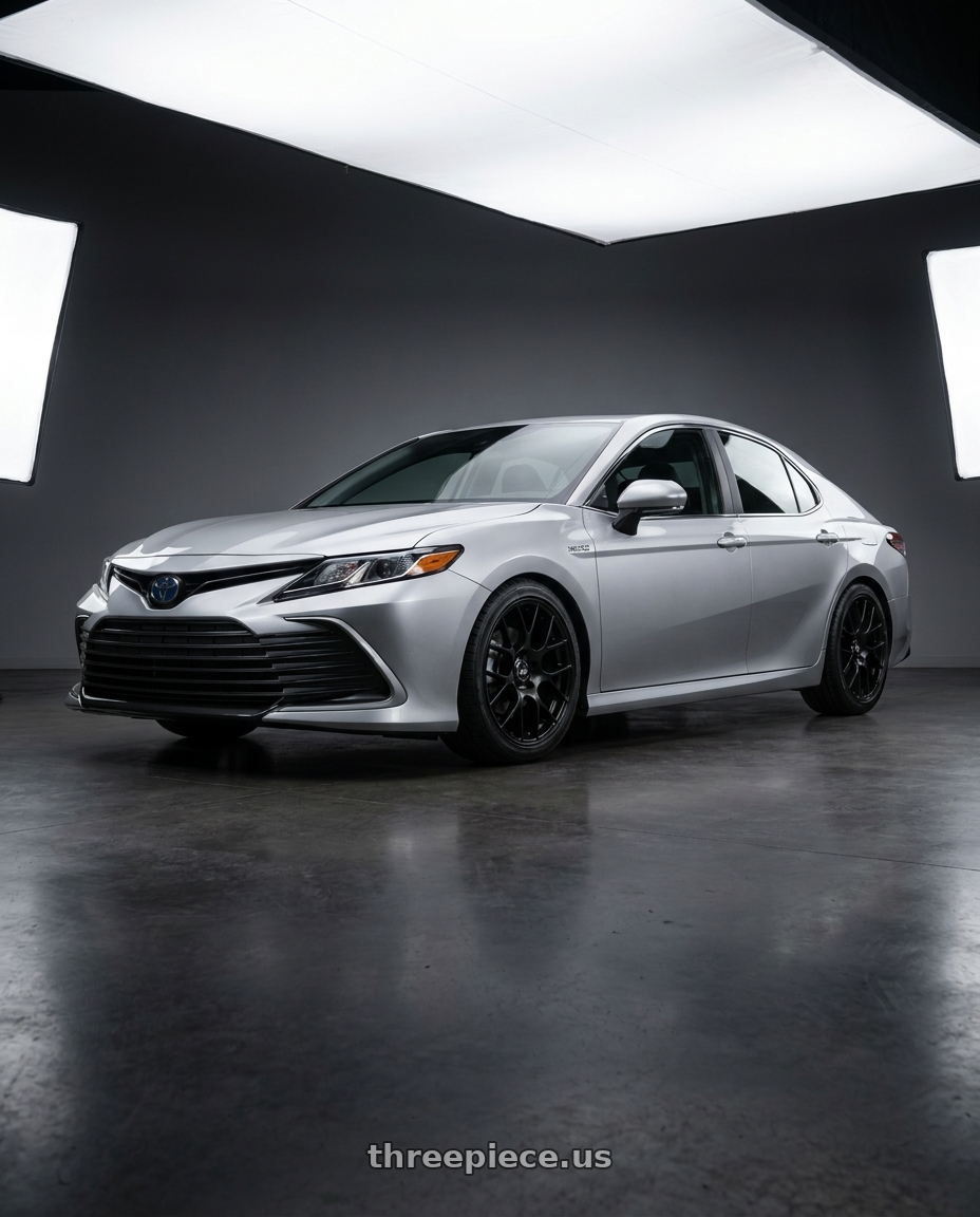 2021 Toyota Camry Hybrid LE with Enkei Raijin 5x114.3 19x8.5+35 Black wheels
