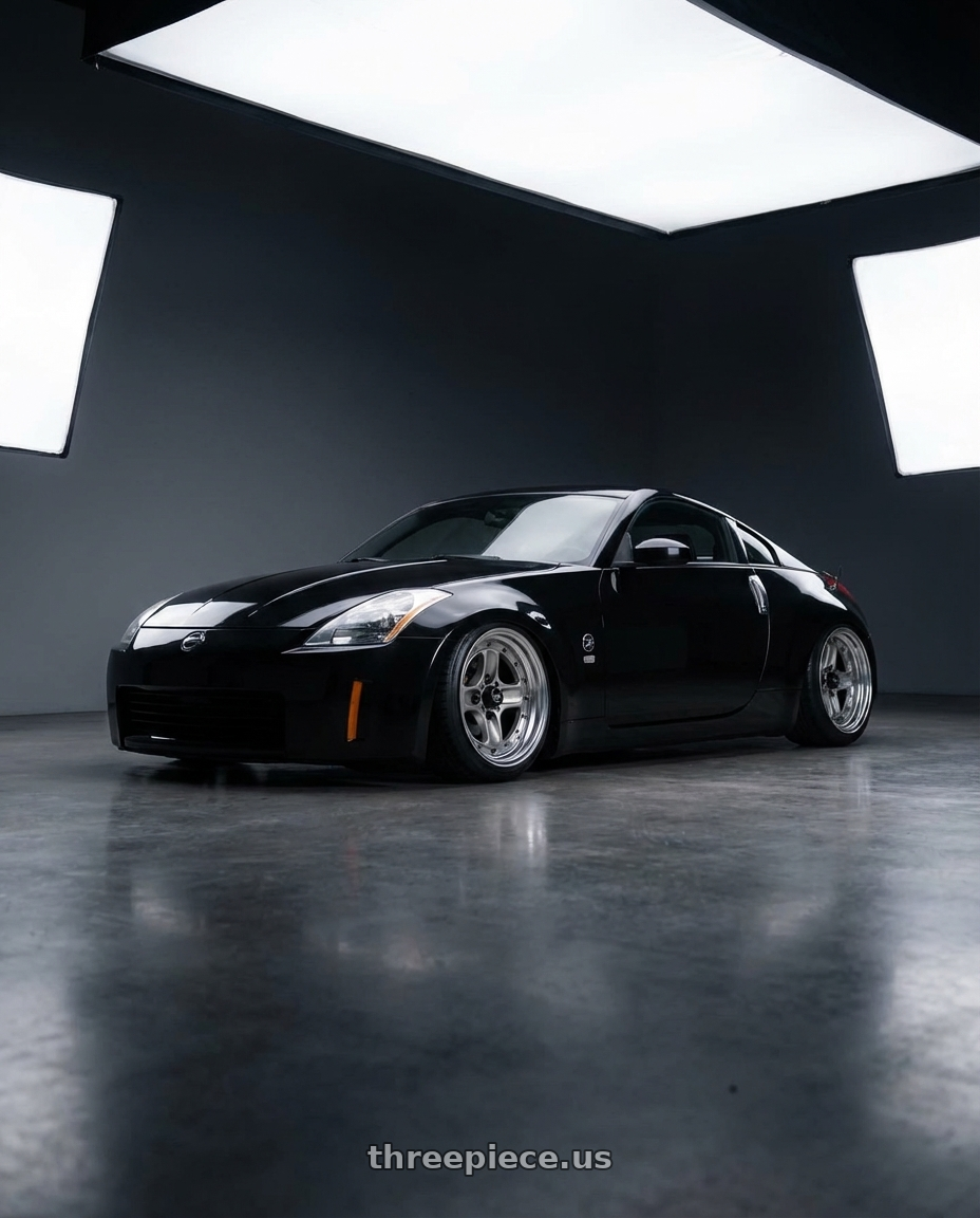 2009 nissan 350z with Work Equip 40 4x100 15x8.5 +41 a disk Brut Silver wheels