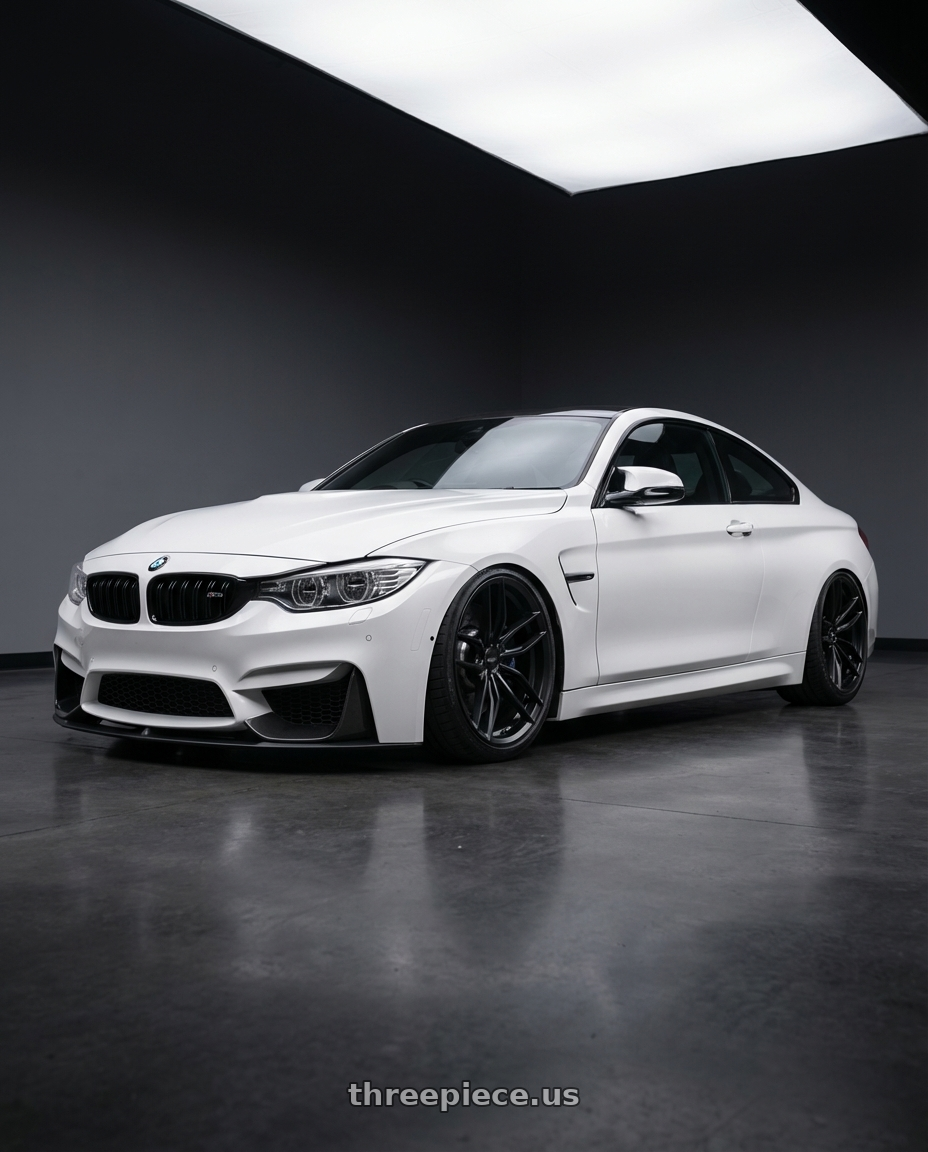 2018 BMW M4 F82 with Niche 1PC M203 VOSSO 5X120 19X9.5 +40 MATTE BLACK wheels