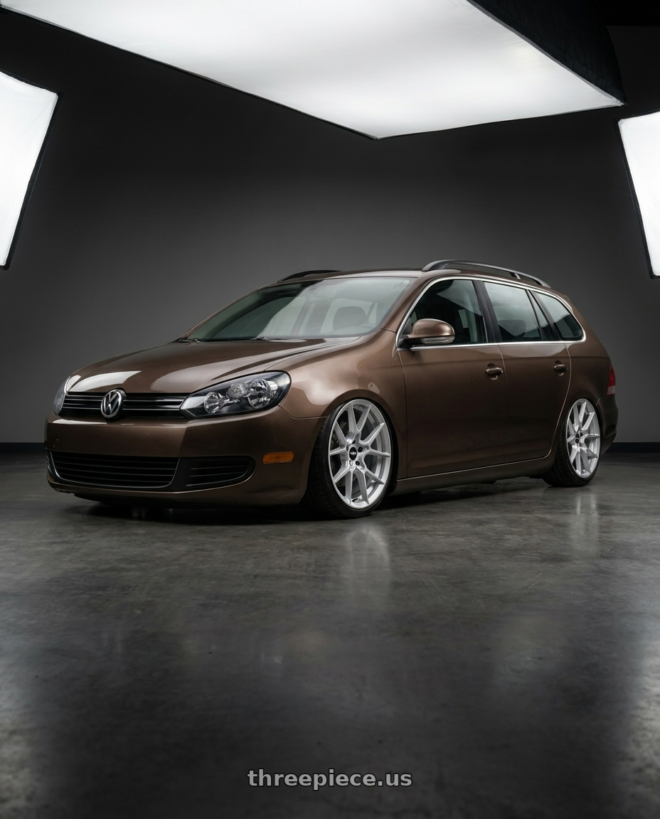 2011 Volkswagen golf variant brown highline with Rotiform RC199 KPR 5X112 19x8.5 +45 SILVER wheels