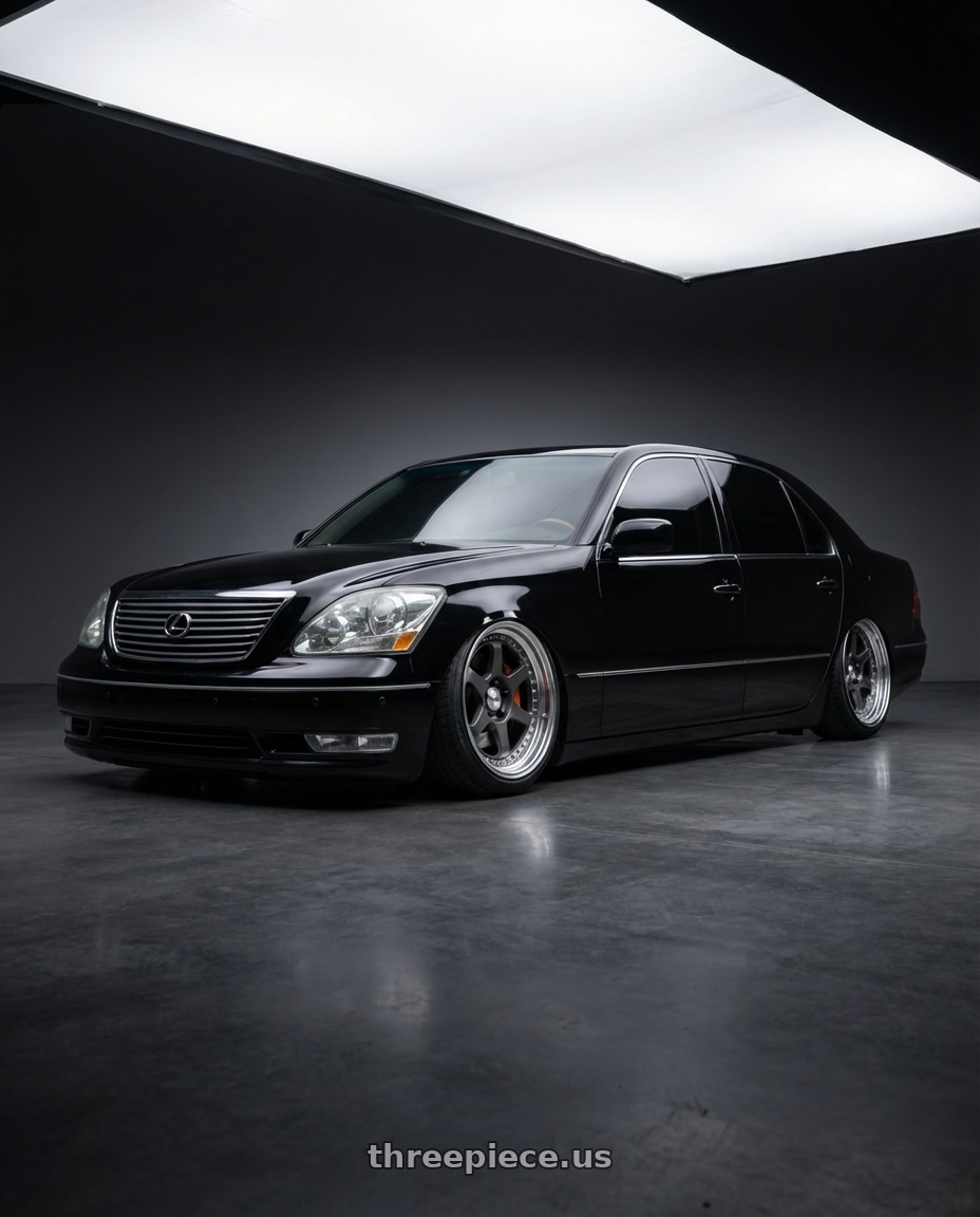 2004 Lexus LS430 Ultra Luxury Black with Work Meister L1 3P 5x100 18x9-19 A Disk Matte Gunmetal wheels