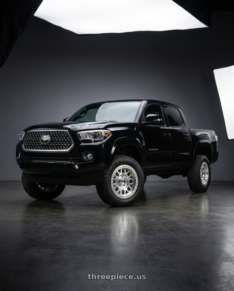 2021 Toyota Tacoma TRD Sport with KMC KM234 GRENADE DESERT BEADLOCK 6X139.7 17X8.5 +0 MACHINED wheels