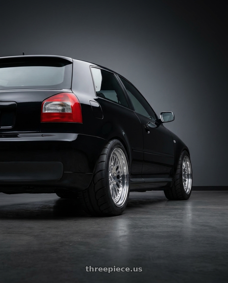 2001 Audi s3 with CCW CZ05 4x100 16x7 +62 Polished wheels rear three quarter view meaty tires