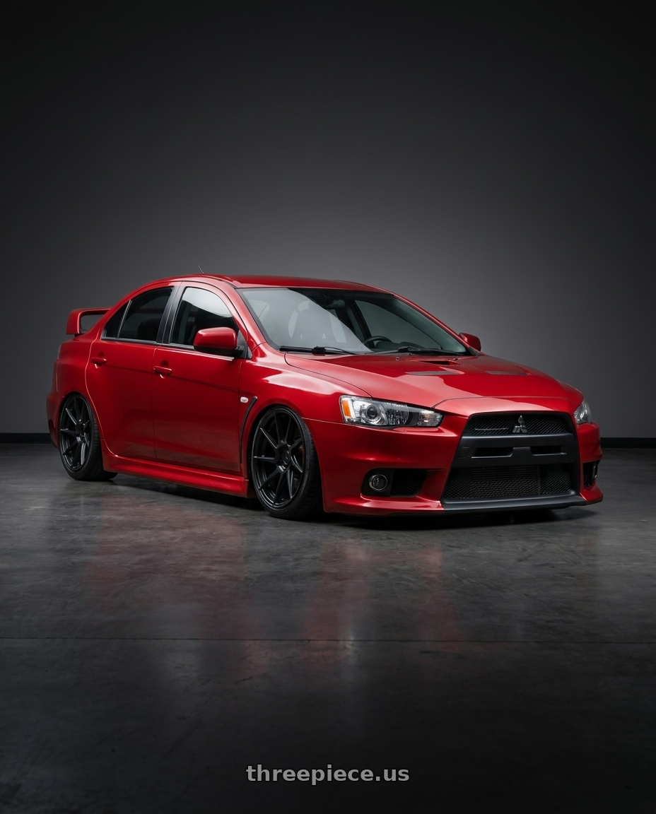 2012 Mitsubishi Lancer Evo X with Aodhan AH09 5x114.3 18x8.5 +35 Matte Black wheels