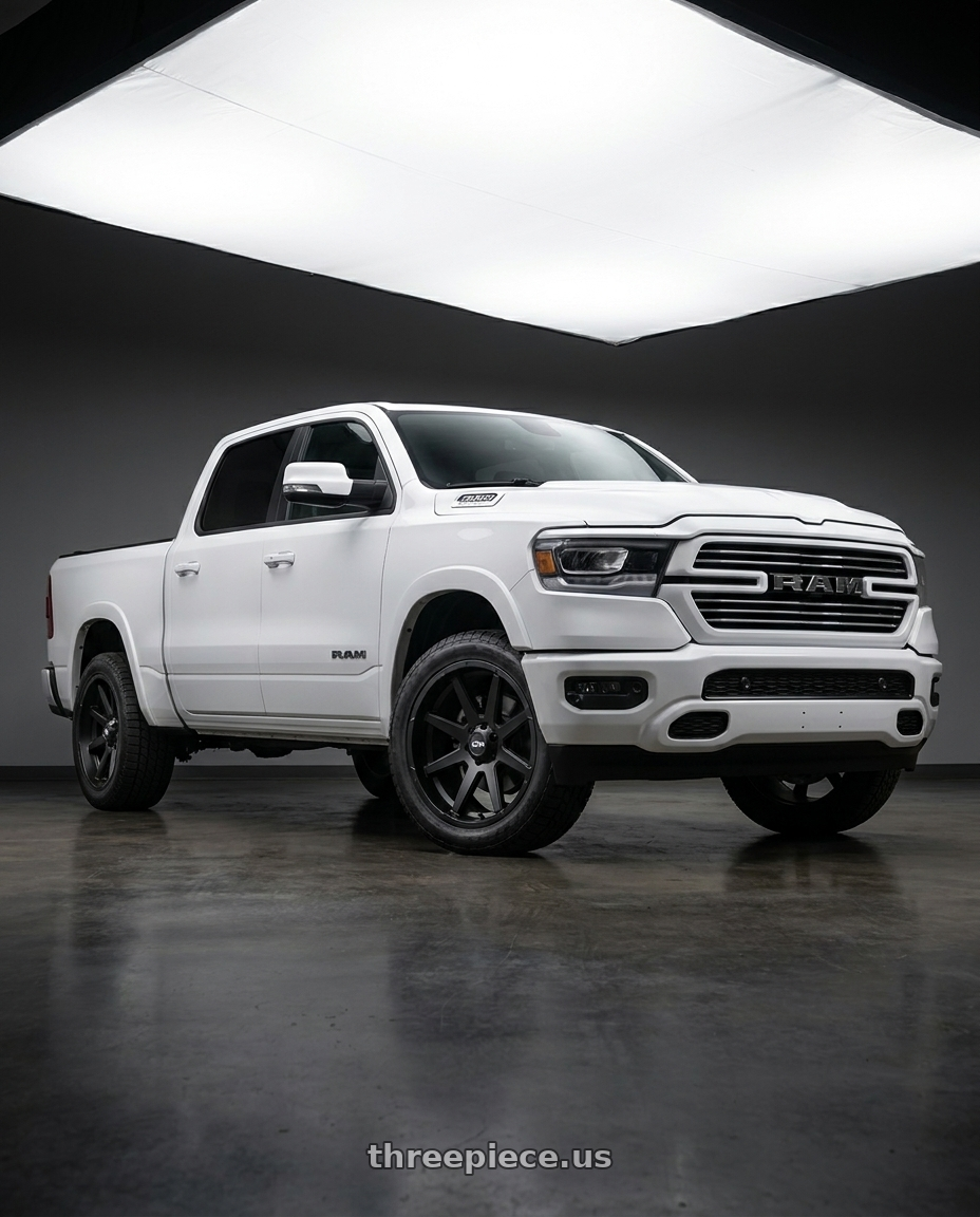2021 Ram 1500 Laramie with Ion Type 143 6x139.7 20x9+18 Matte Black wheels