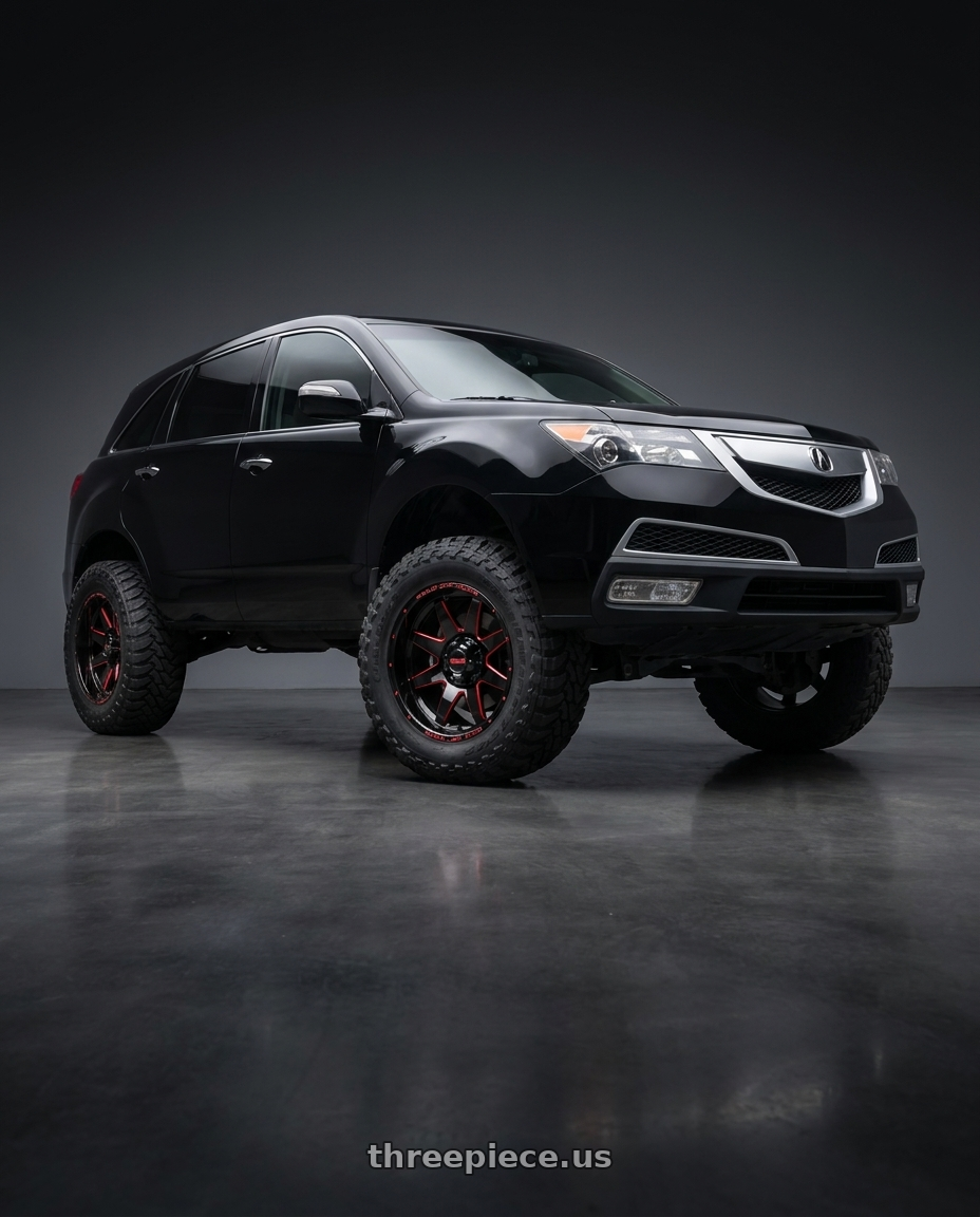 2012 acura mdx with WELD Off-Road Retaliate 6x135 20x9 +10 Gloss Black/Milled RED wheels